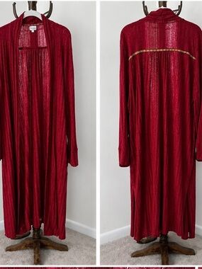 Long Open-Front Pink Red Tunic Cardigan NWOT Nordstrom